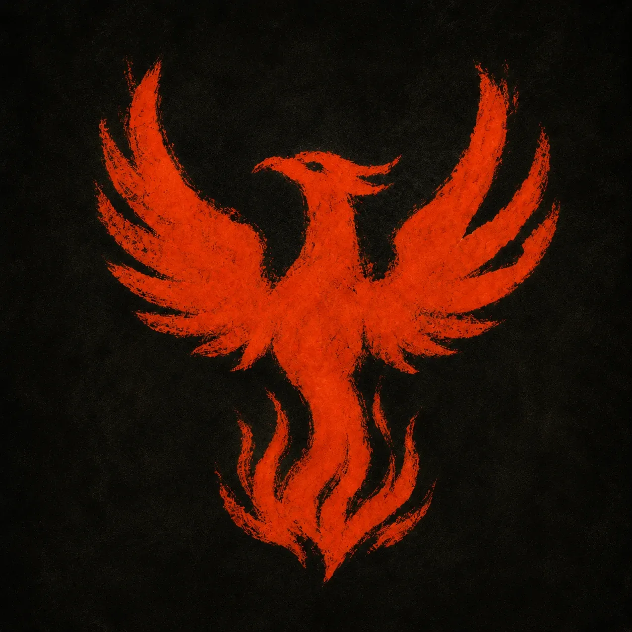 The Firebird emblem, a bird in scorched orange on near-black, wings spread and tail rising like flame